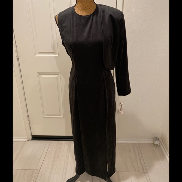 Vintage Black Dress & Jacket Evening Formal Gown NWT Size L - Picture 2 of 5